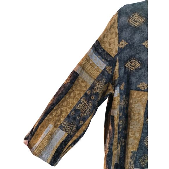 3844) Vintage Sag Harbor Western Artsy Tribal Boho Linen Blend Shacket Top XL - Picture 6 of 9